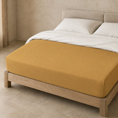 Lenzuolo con angoli in percalle Aura oro pallido