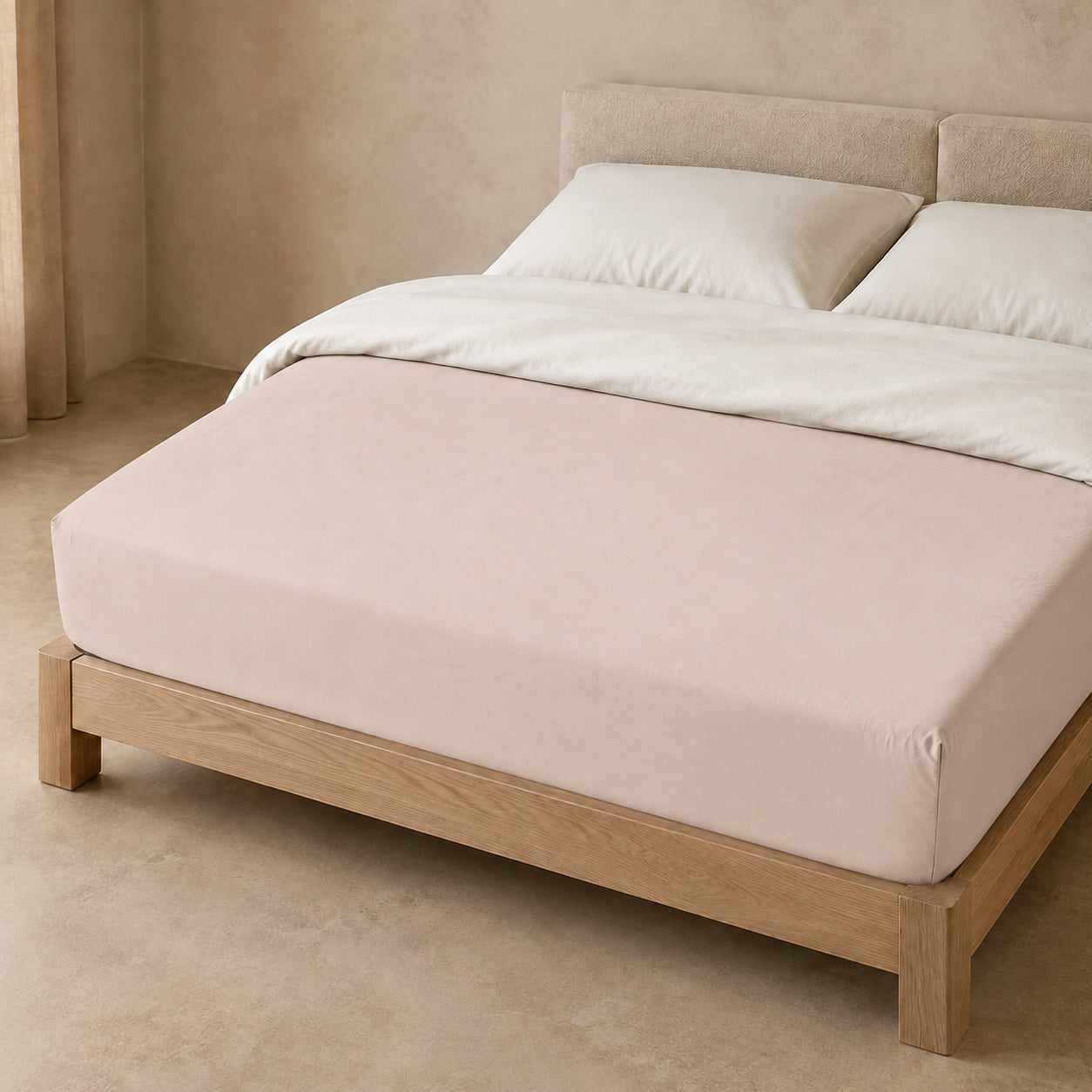 Lenzuolo con angoli in percalle Aura praline