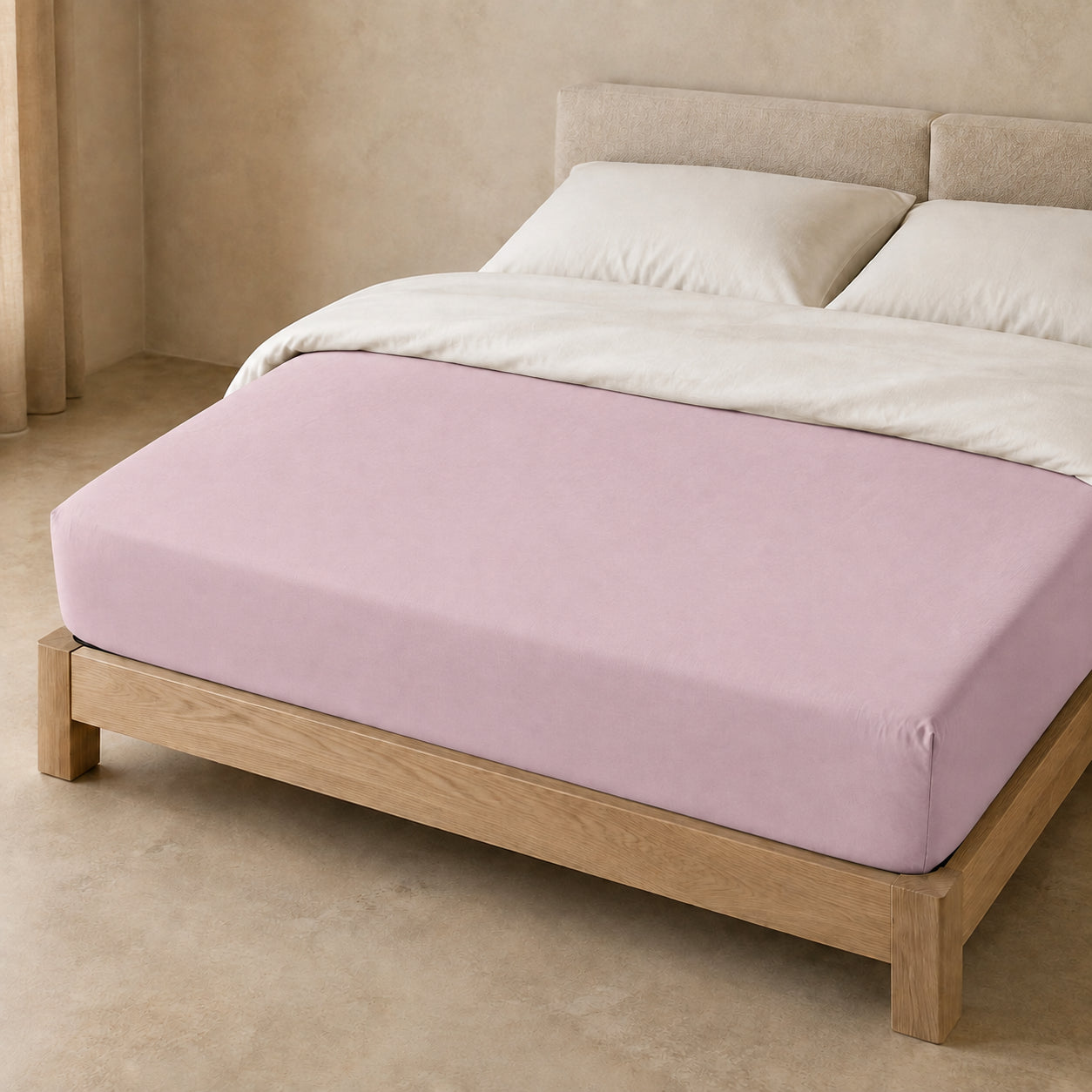 Lenzuolo con angoli in percalle Aura rosa seppia