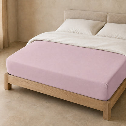 Lenzuolo con angoli in percalle Aura rosa seppia