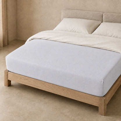 Lenzuolo con angoli in percalle Aura silver grey