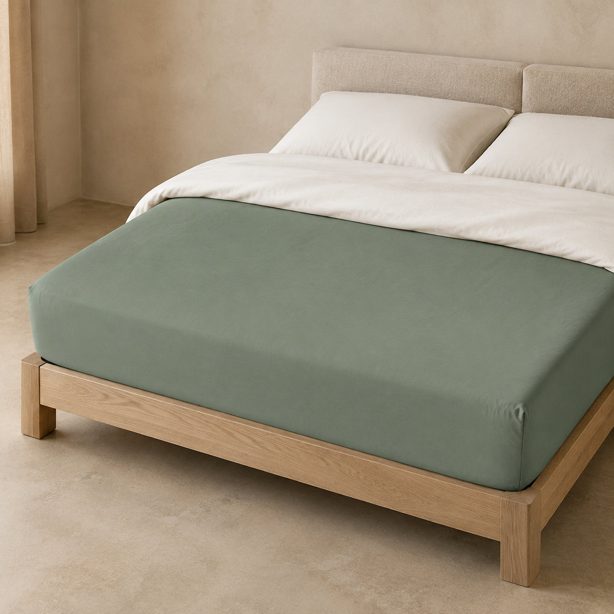 Lenzuolo con angoli in percalle Aura verde