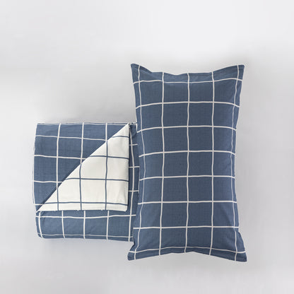 Parure Copripiumino Milk Quadri colore blu