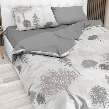 Parure copripiumino Botanique in 100% cotone Daunex colore grigio