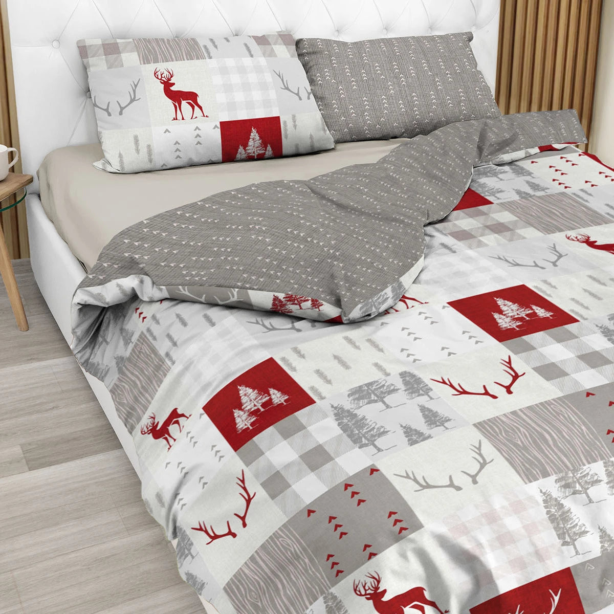 Parure copripiumino flanella Petit Monte in 100% cotone caldo colore rosso