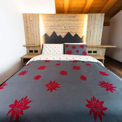 Parure copripiumino in puro cotone Daunex, Braies colore antracite letto frontale