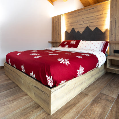 Parure copripiumino in puro cotone Daunex, Braies colore rosso