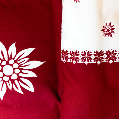Parure copripiumino in puro cotone Daunex, Braies colore rosso dettaglio tessuto