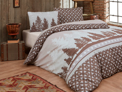 Parure copripiumino in puro cotone Daunex, Foresta tortora