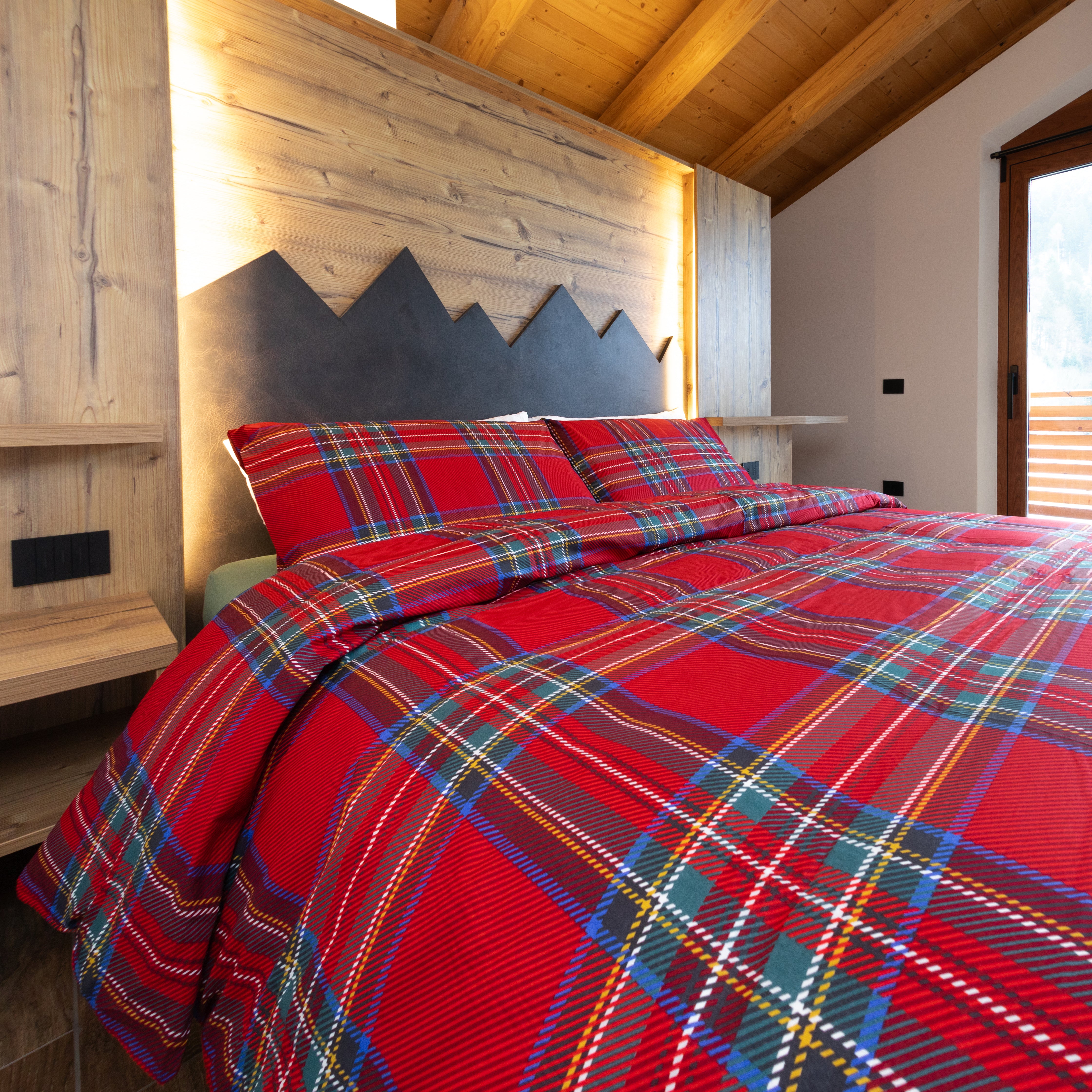 Parure copripiumino in puro cotone Daunex, Tartan dettaglio