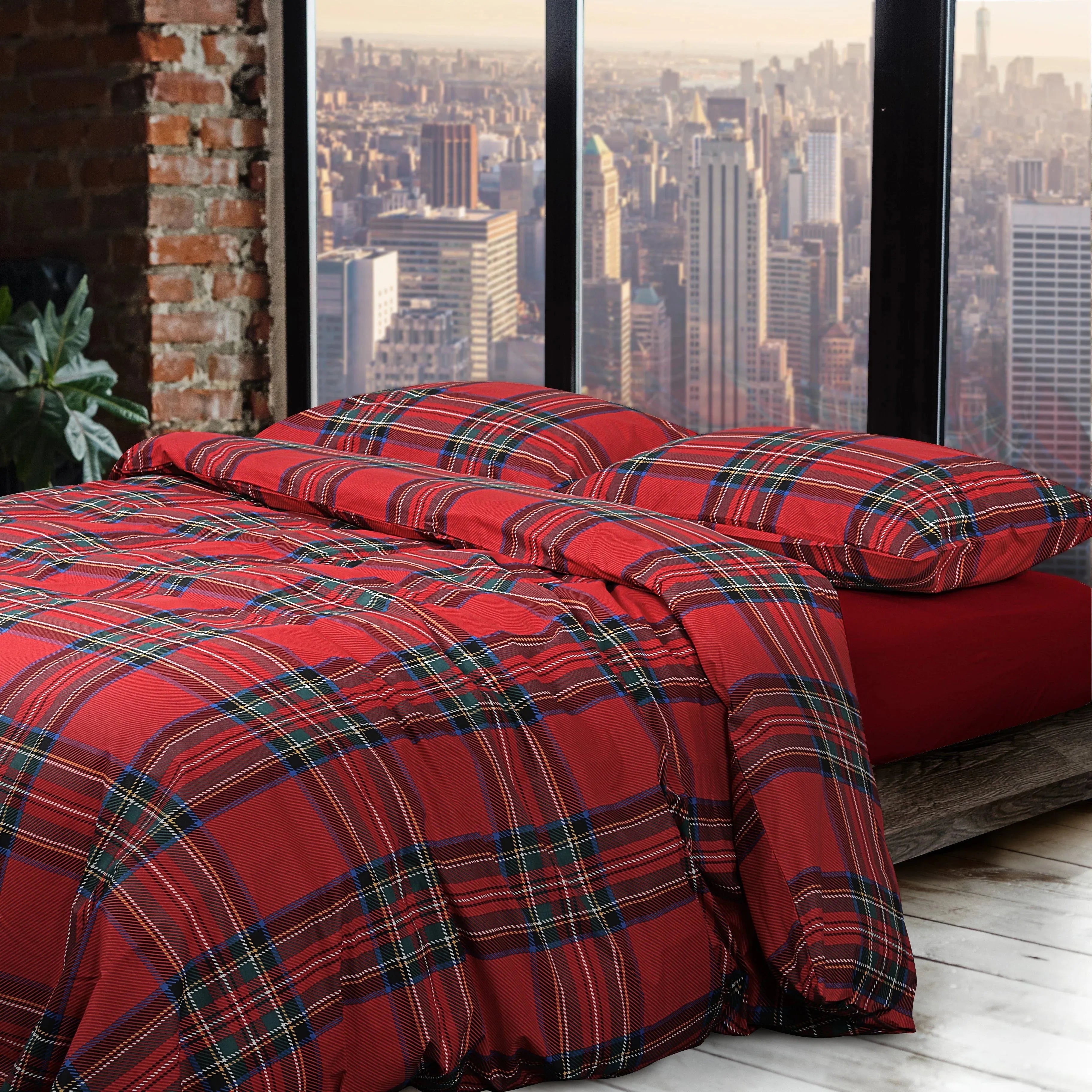 Parure copripiumino in puro cotone Daunex, Tartan - Home Loves