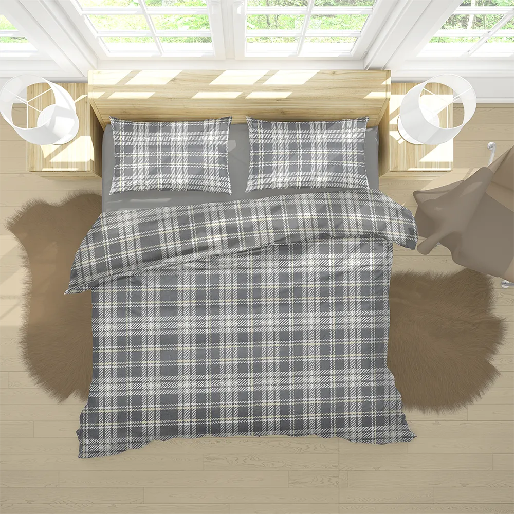 Parure copripiumino in puro cotone fantasia Scozzese - Home Loves
