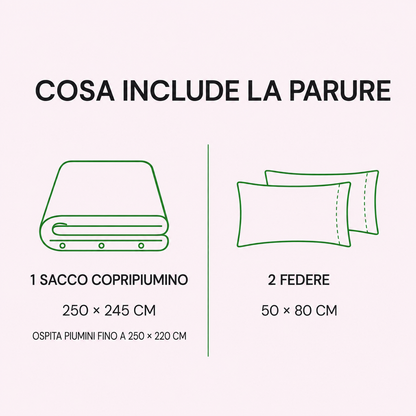 Parure copripiumino matrimoniale Corallia cosa comprende