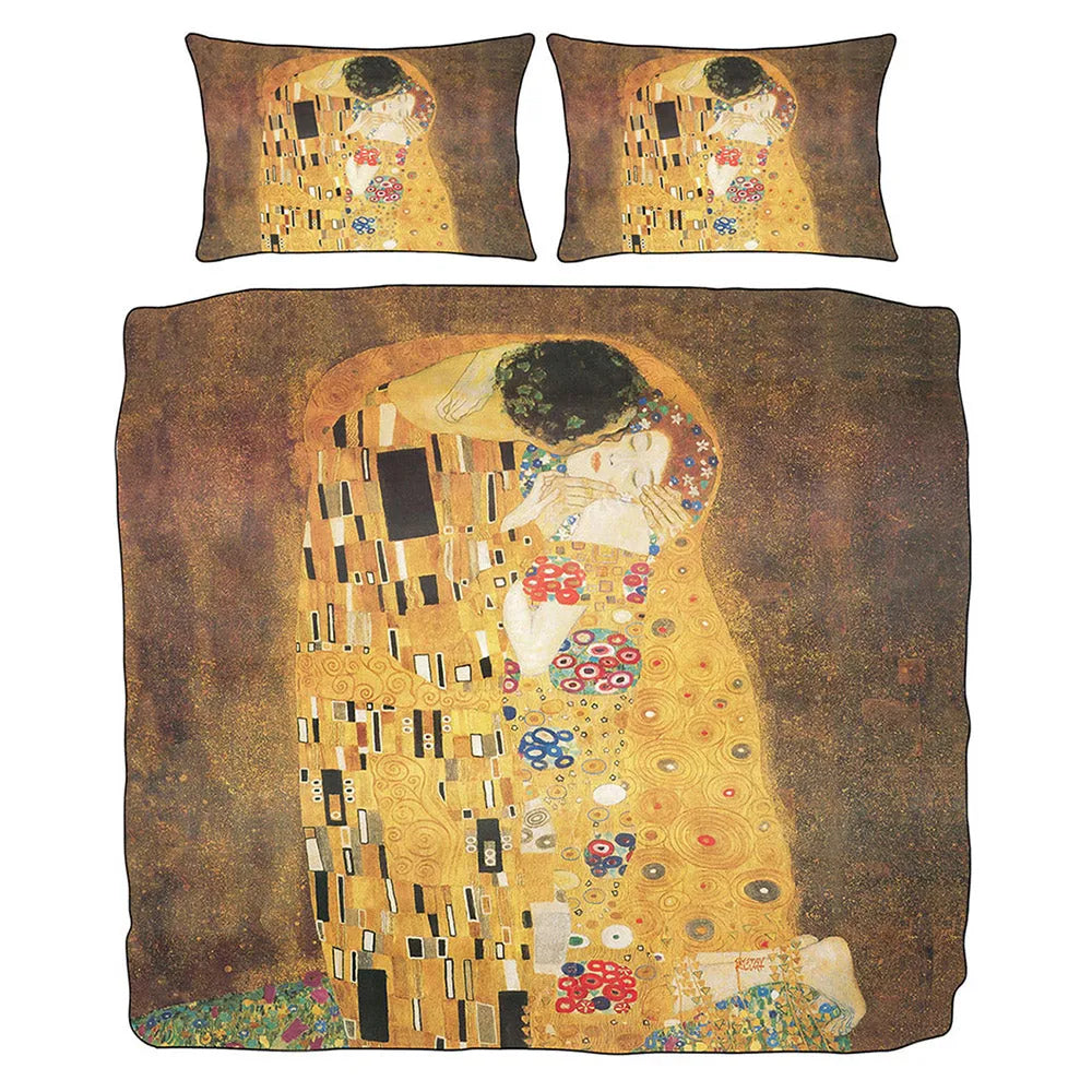 Parure copripiumino matrimoniale il bacio di klimt colore marrone - Home Loves