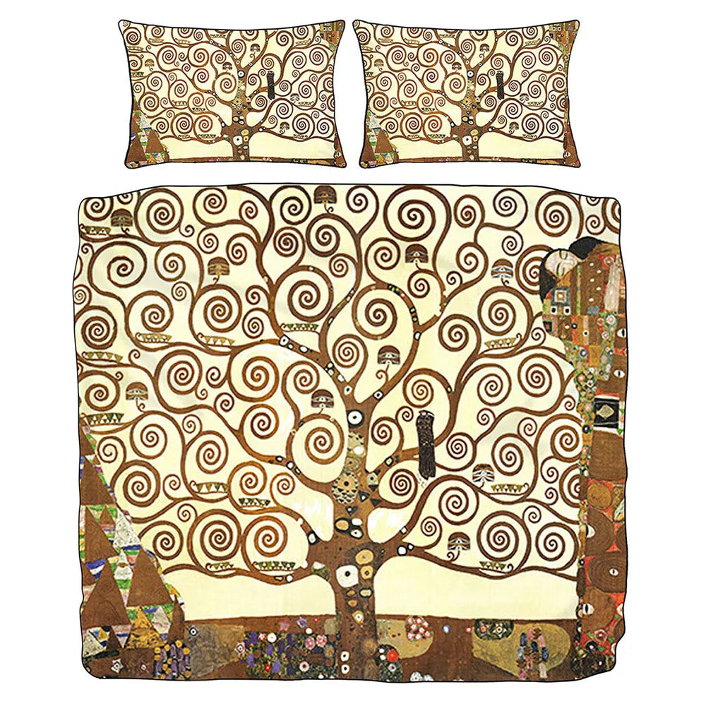 Parure copripiumino matrimoniale l'albero della vita di klimt colore marrone - Home Loves