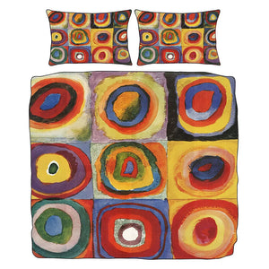 Parure copripiumino matrimoniale studio sul quadrato di kandinsky multicolore - Home Loves