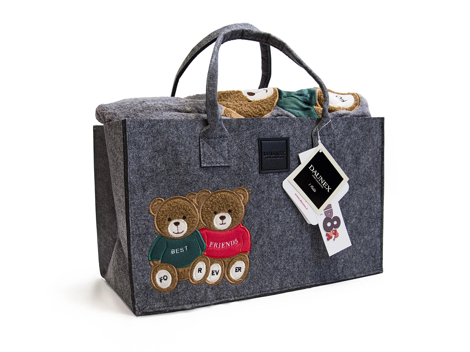 Plaid Friend Forever con orsetti teneri che scaldano cuore e amicizia dettaglio borsa