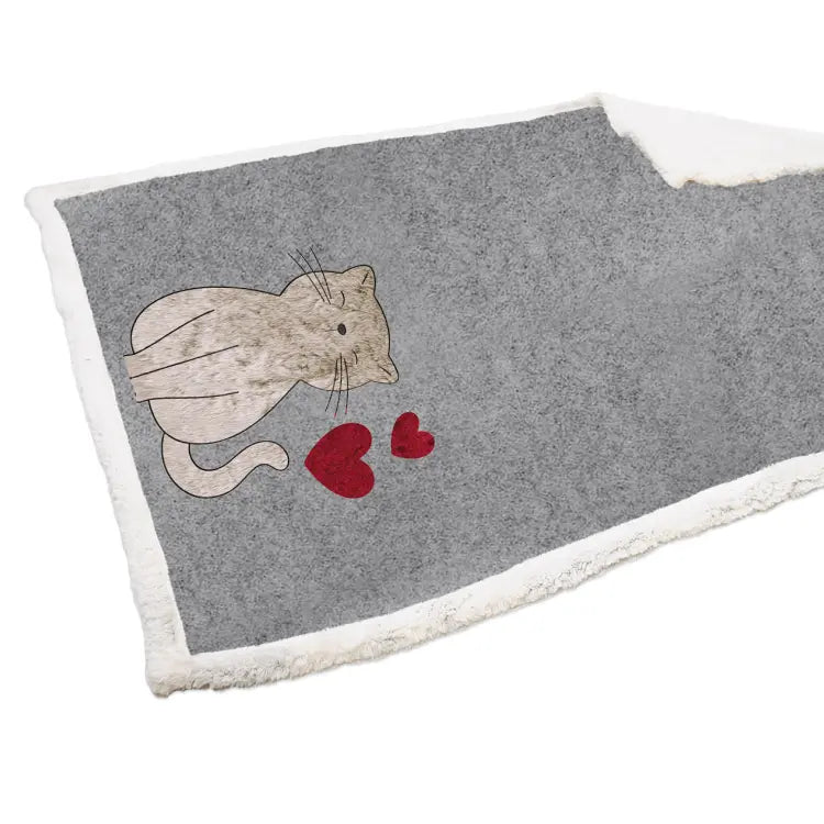Plaid Friend Pixel con gattino e cuori rossi