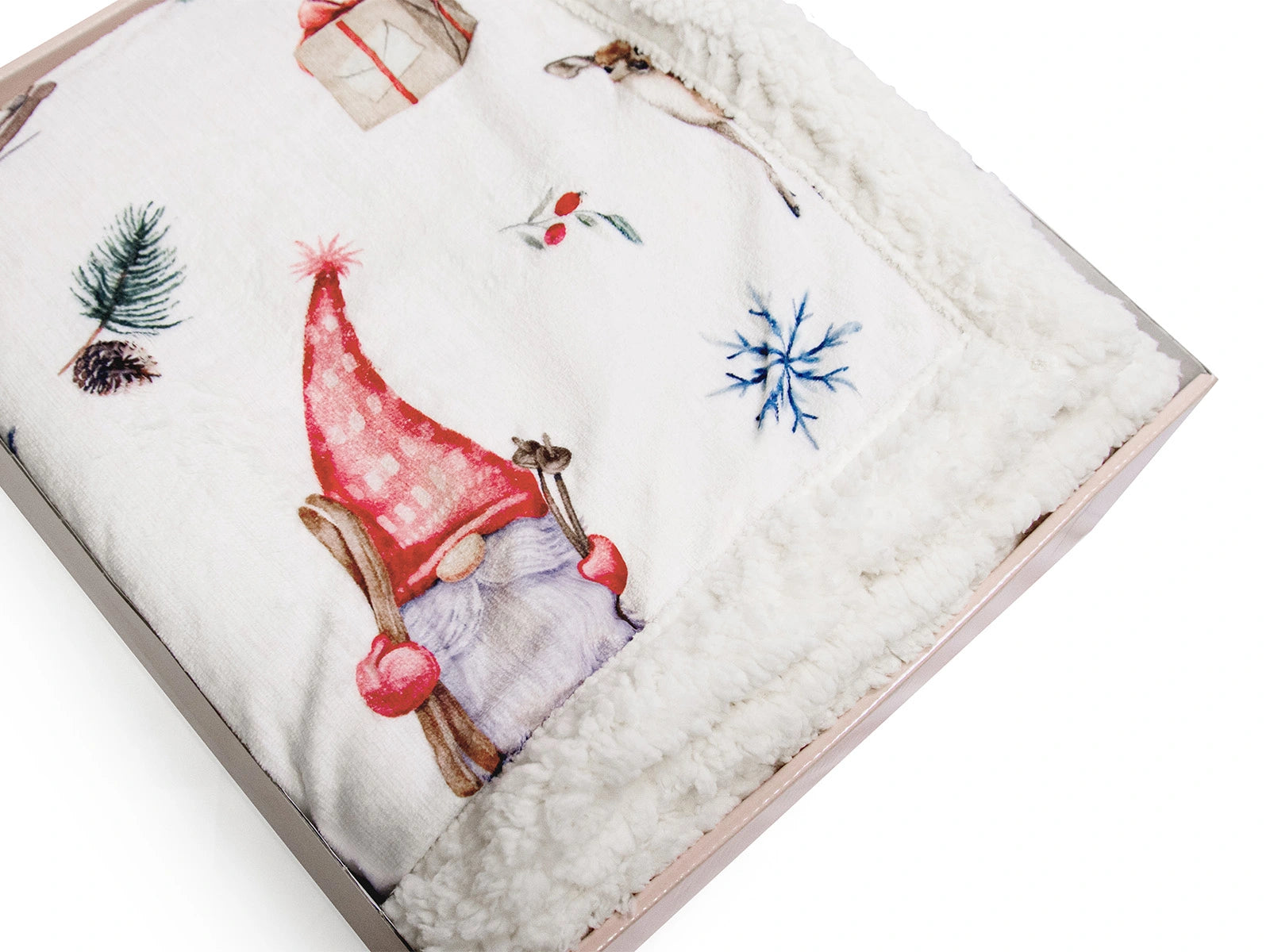 Plaid Morbidotto Enchanté Morbidezza Sherpa e Magia del Natale dettaglio plaid in scatola