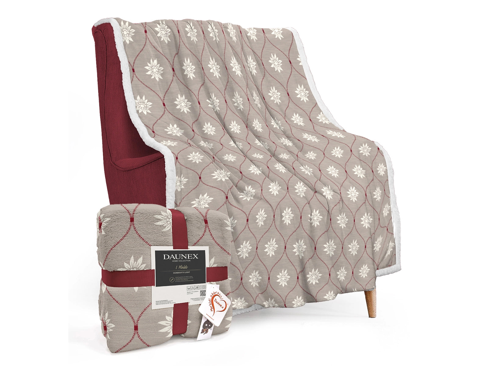 Plaid Morbidotto Light Charmant ambientata colore tortora