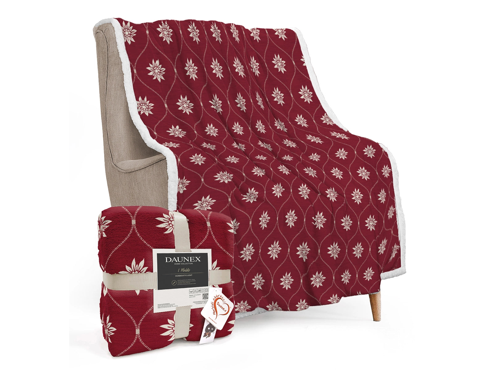 Plaid Morbidotto Light Charmant ambientata colore bordeaux