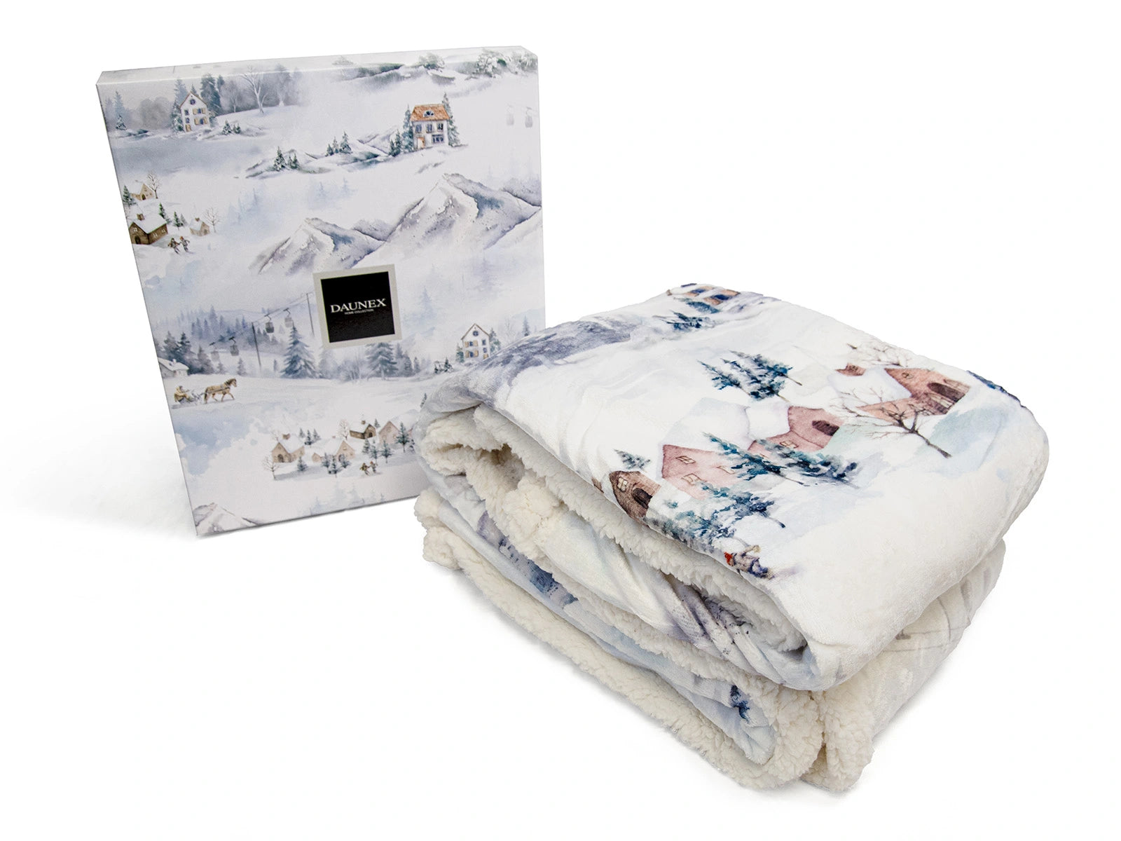 Plaid Morbidotto Norvegia Caldo e Accogliente dettaglio plaid piegato con la scatole regalo