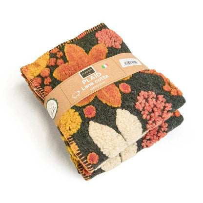 Plaid in lana cotta Melograno – Coperta artigianale decorativa colore antracite