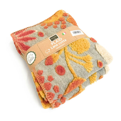 Plaid in lana cotta Melograno – Coperta artigianale decorativa colore perla