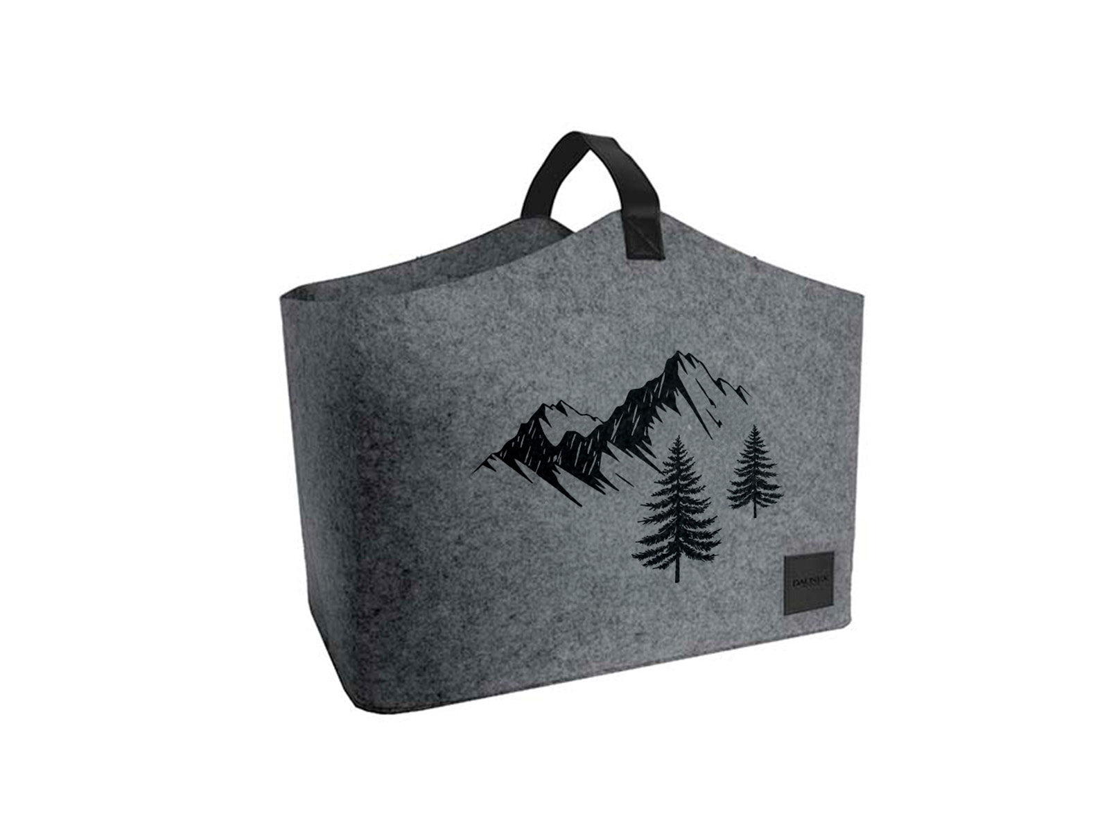 Porta Legna in feltro Nordico Mod Berg e Bag colore grigio dettaglio.