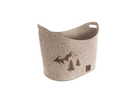 Porta Legna in feltro Nordico Mod Berg e Bag colore tortora dettaglio 