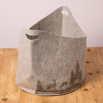 Porta legna in feltro daunex, montagna colore tortora