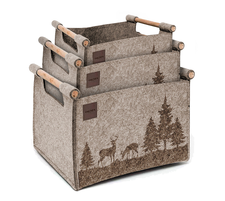 Lot de 3 porte-revues bois en feutre daunex, montagne