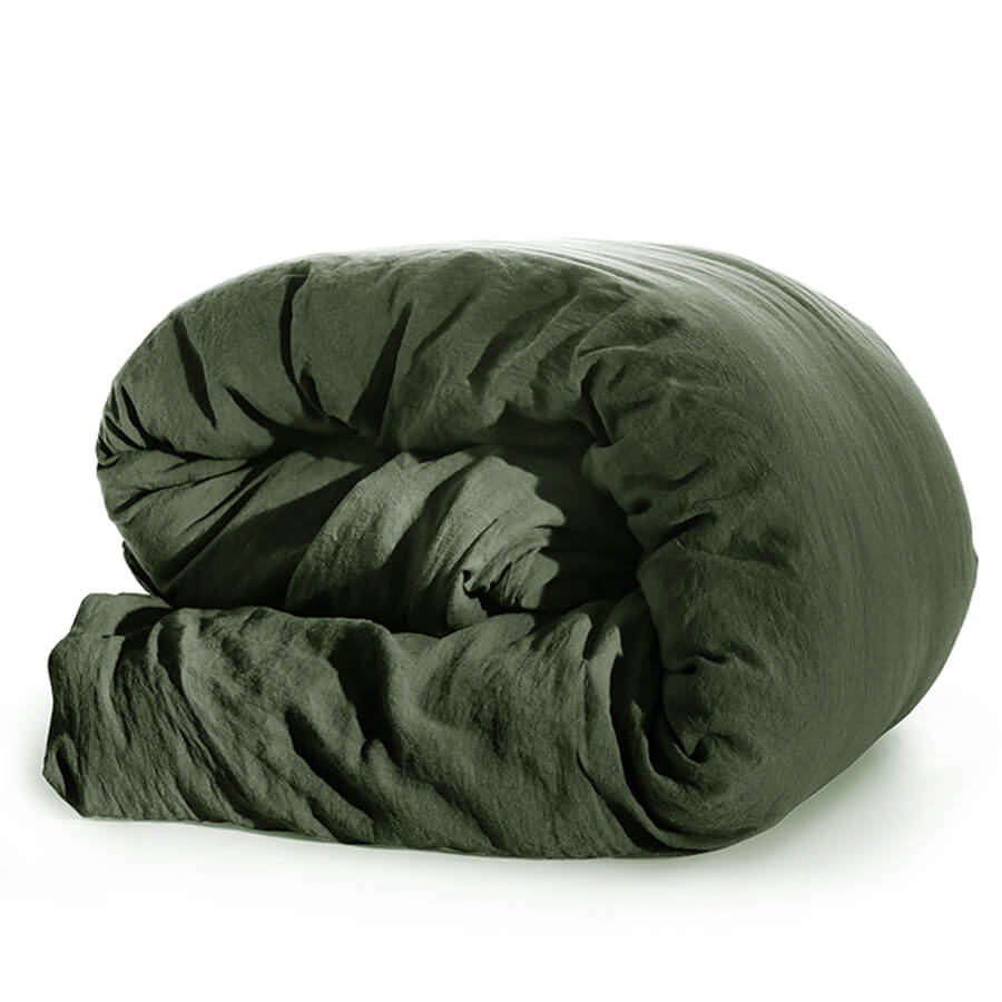 Sacco Copripiumino in Lino Loft 49 colore verde scuro
