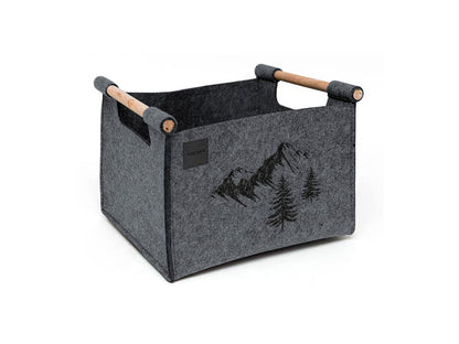 Set 3 pz Porta Legna Nordico colore grigio dettaglio cesto