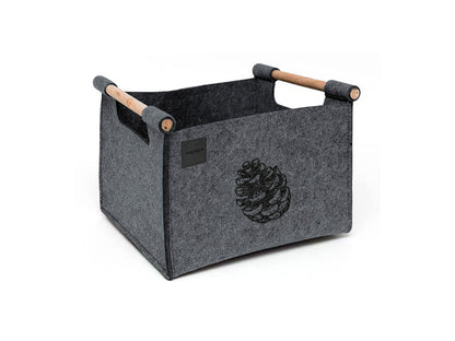Set 3 pz Porta Legna Pigna colore grigio dettaglio cesto