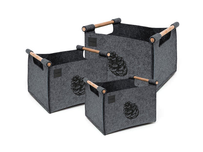 Set 3 pz Porta Legna Pigna colore grigio il set