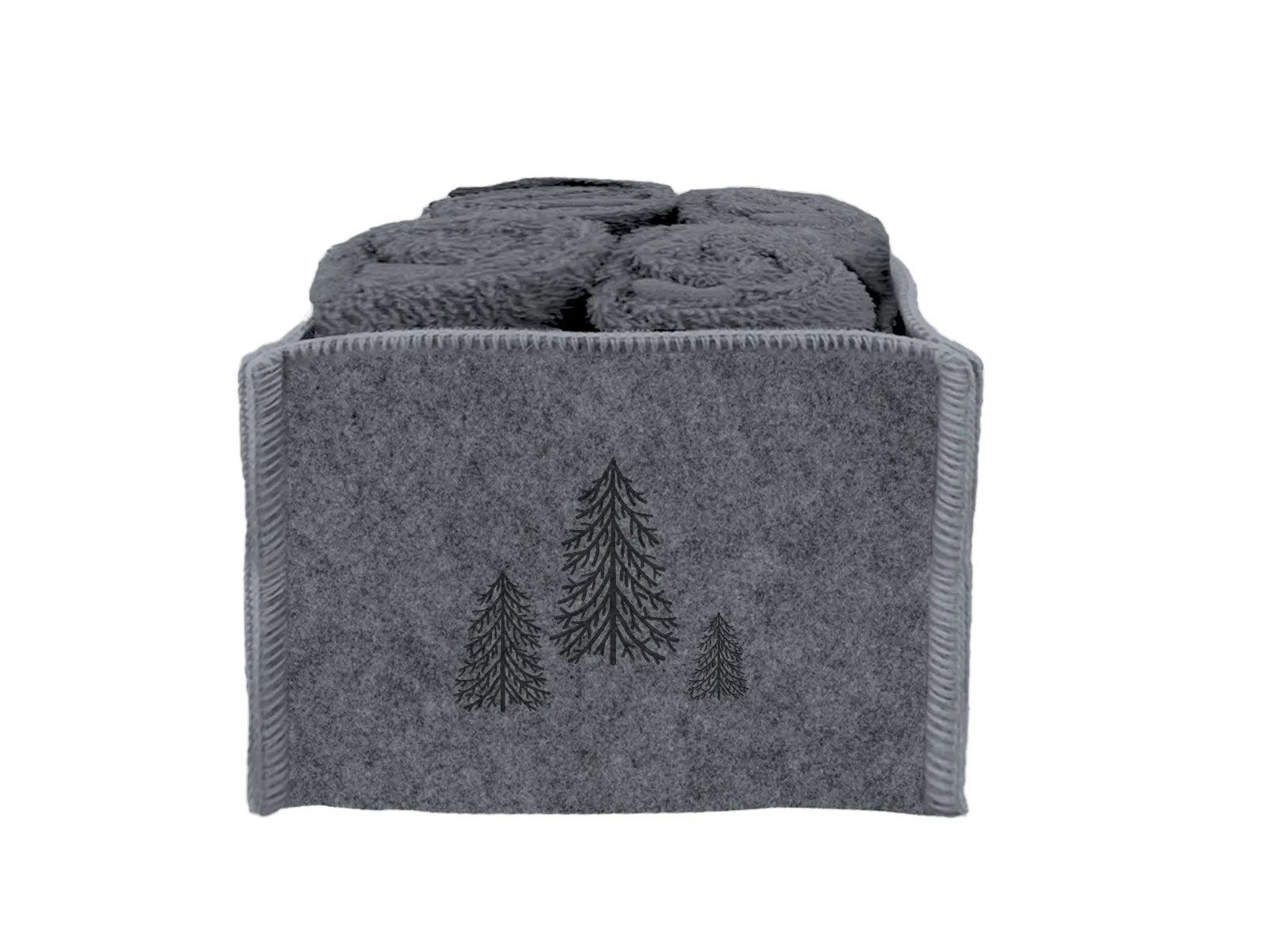 Set 4 lavette in spugna Daunex cesto in feltro con disegno abete - Home Loves