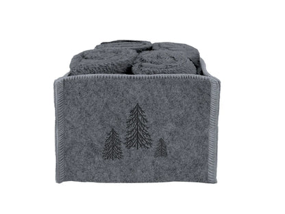 Set 4 lavette in spugna Daunex cesto in feltro con disegno abete - Home Loves