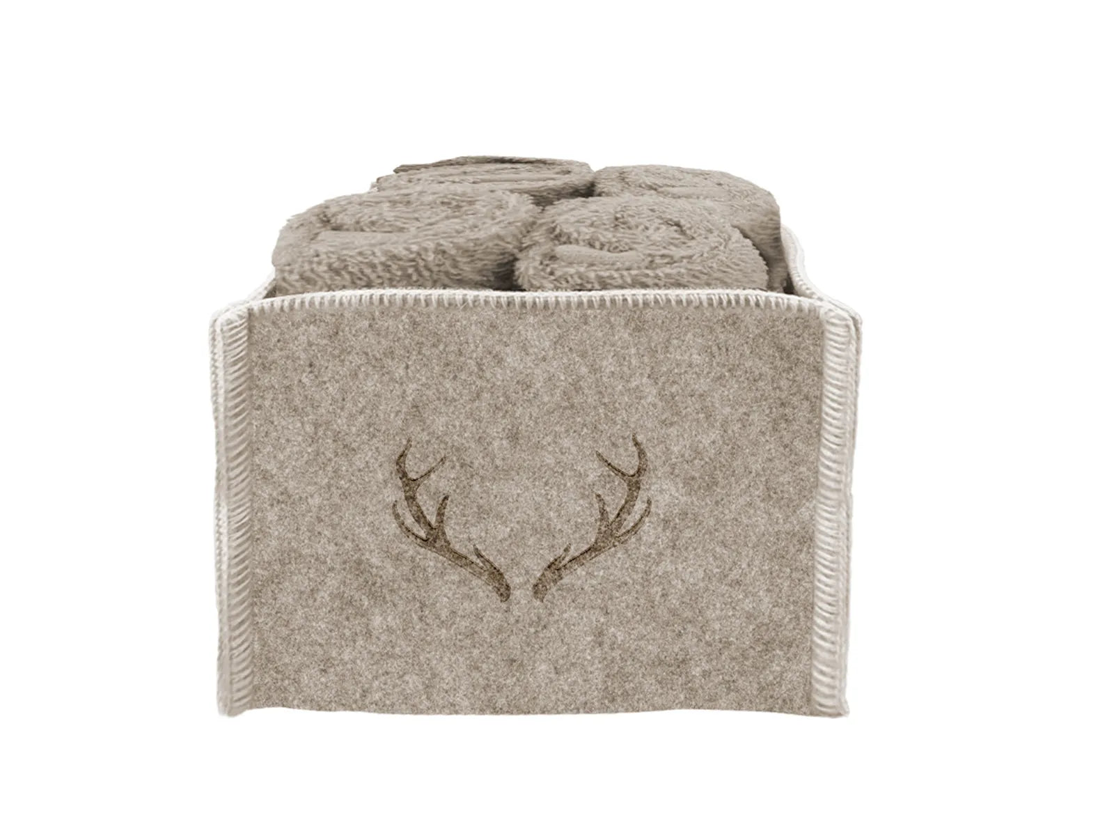 Set 4 lavette in spugna Daunex cesto in feltro con disegno cervo - Home Loves