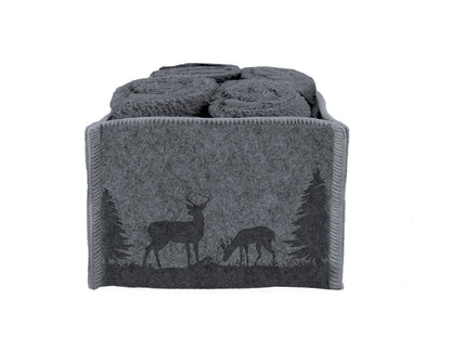 Set 4 lavette in spugna Daunex cesto in feltro con disegno montagna - Home Loves