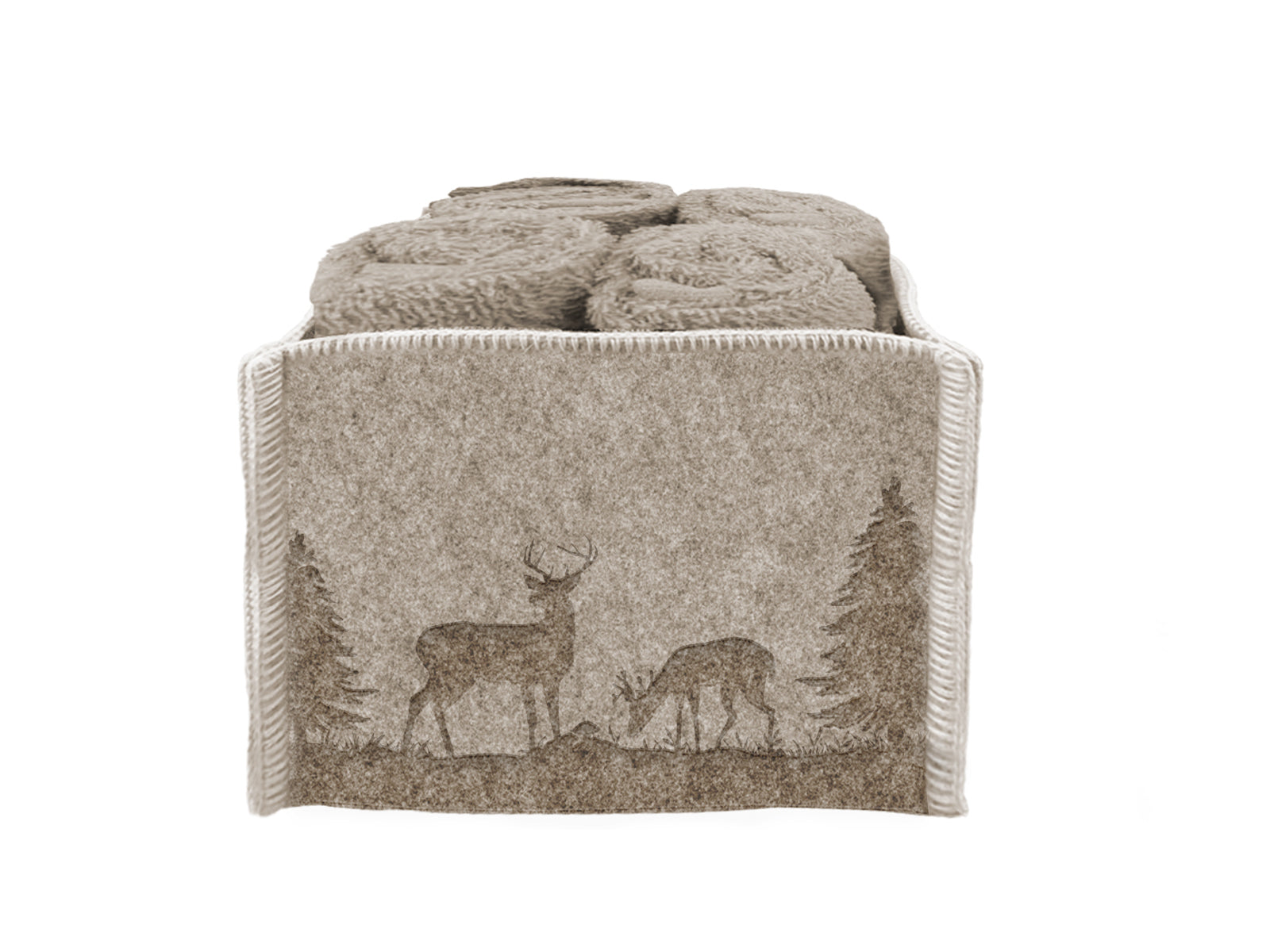Set 4 lavette in spugna Daunex cesto in feltro con disegno montagna - Home Loves