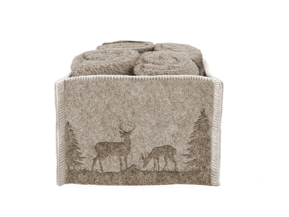 Set 4 lavette in spugna Daunex cesto in feltro con disegno montagna - Home Loves
