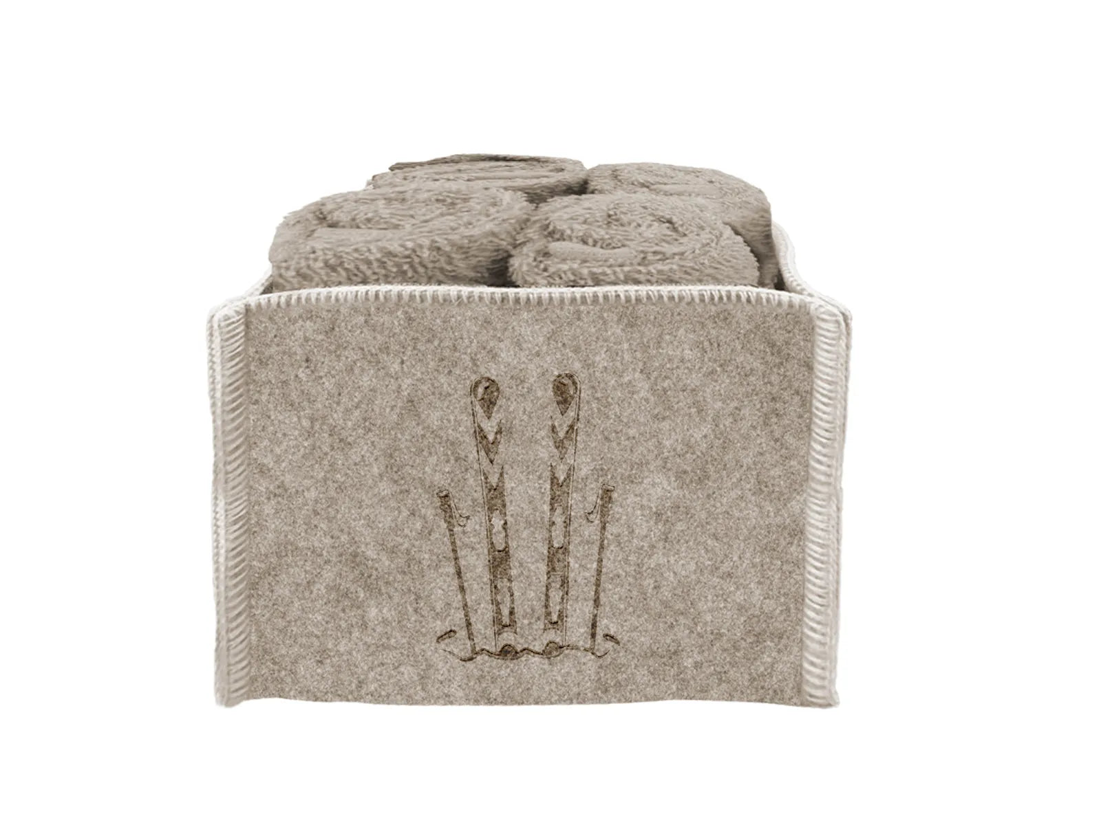 Set 4 lavette in spugna Daunex cesto in feltro con disegno sciatore - Home Loves