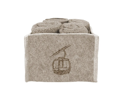 Set 4 lavette in spugna Daunex cesto in feltro con disegno seggiovia - Home Loves