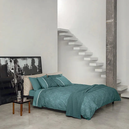 Completo copripiumino fazzini matrimoniale in puro cotone percalle, Galuchat - Home Loves