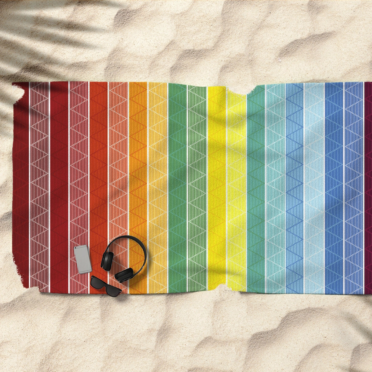 Telo Mare Jacquard in Cotone Egiziano Rio 90 180  steso sulla sabbia