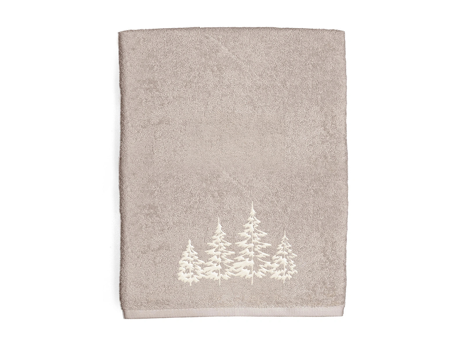 Telo da bagno ricamato Daunex disegno Alberi colore tortora