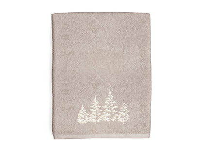 Telo da bagno ricamato Daunex disegno Alberi colore tortora