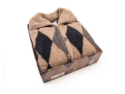 Vestaglia in flannel Daunex fashion colore marrone-nero - Home Loves