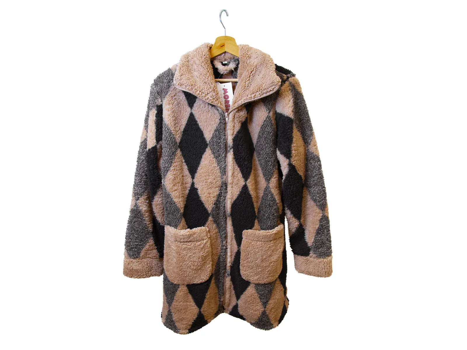 Vestaglia in flannel Daunex fashion colore marrone-nero - Home Loves